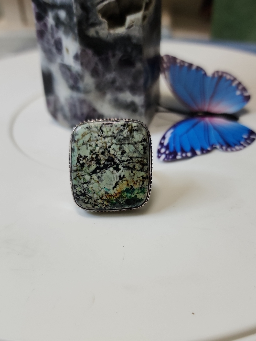 Handcrafted Green Turquoise Statement Ring - Women Jewelry